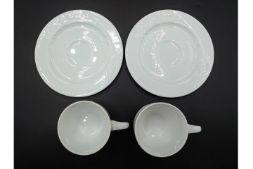 フランス　LIMOGES(リモージュ)　Philippe Deshoulieres(フィリップ デズリエ)　上質な白磁のコーヒーカップ&ソーサー6客セット　(R-085298)