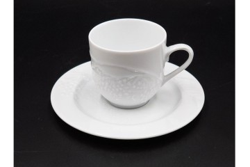 フランス　LIMOGES(リモージュ)　Philippe Deshoulieres(フィリップ デズリエ)　上質な白磁のコーヒーカップ&ソーサー6客セット　(R-085298)