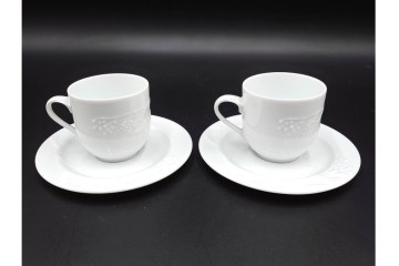 フランス　LIMOGES(リモージュ)　Philippe Deshoulieres(フィリップ デズリエ)　上質な白磁のコーヒーカップ&ソーサー6客セット　(R-085298)