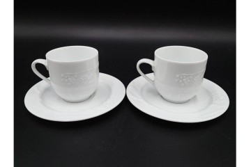 フランス　LIMOGES(リモージュ)　Philippe Deshoulieres(フィリップ デズリエ)　上質な白磁のコーヒーカップ&ソーサー6客セット　(R-085298)