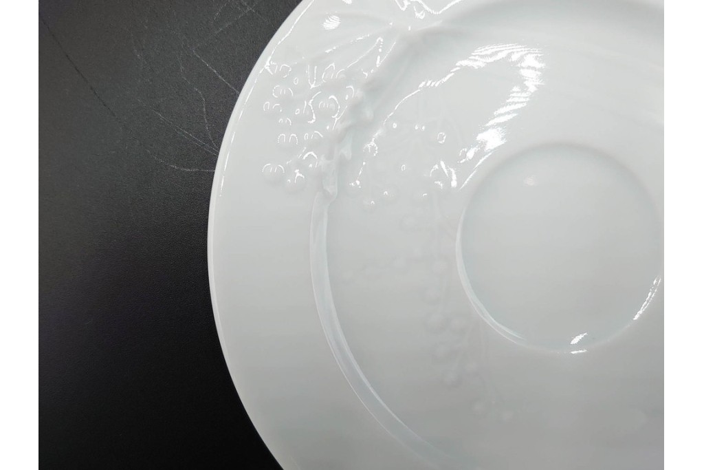 フランス　LIMOGES(リモージュ)　Philippe Deshoulieres(フィリップ デズリエ)　上質な白磁のコーヒーカップ&ソーサー6客セット　(R-085298)