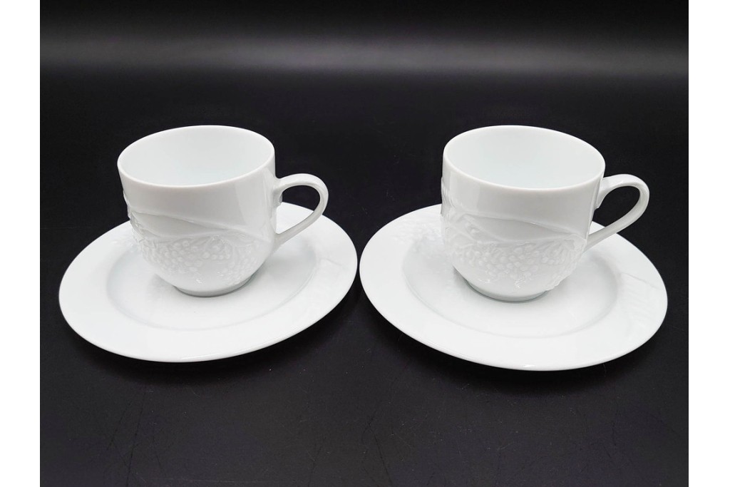 フランス　LIMOGES(リモージュ)　Philippe Deshoulieres(フィリップ デズリエ)　上質な白磁のコーヒーカップ&ソーサー6客セット　(R-085298)