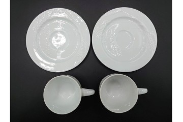 フランス　LIMOGES(リモージュ)　Philippe Deshoulieres(フィリップ デズリエ)　上質な白磁のコーヒーカップ&ソーサー6客セット　(R-085298)