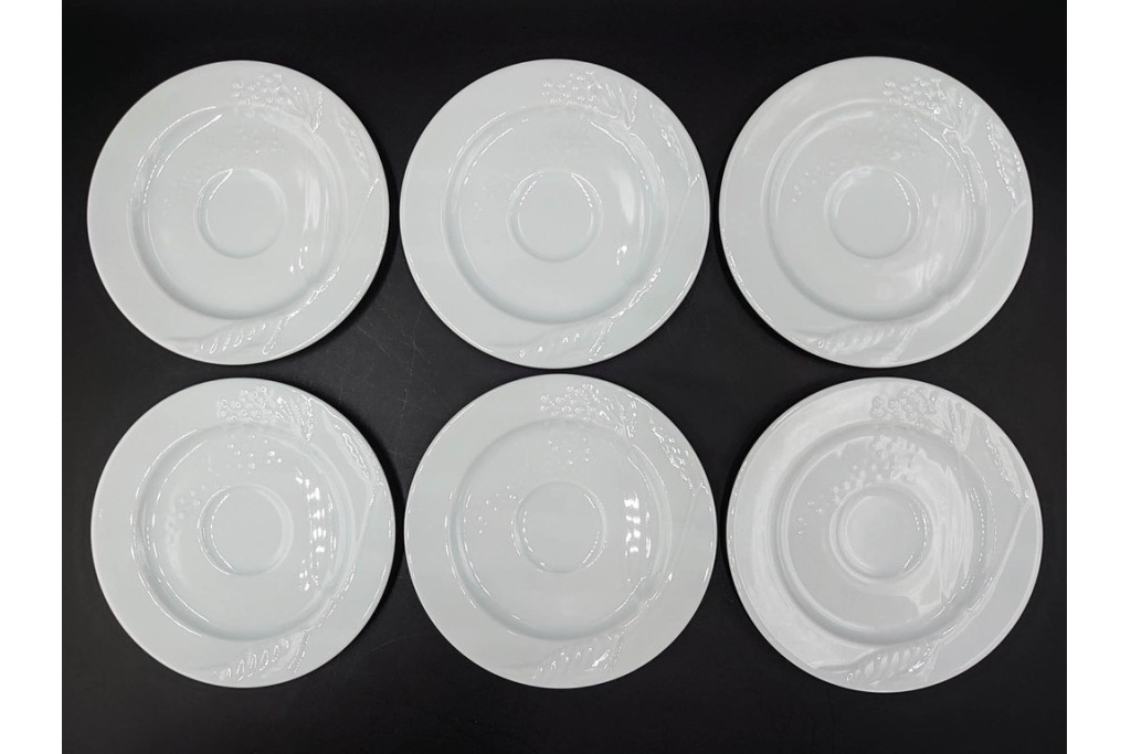 フランス　LIMOGES(リモージュ)　Philippe Deshoulieres(フィリップ デズリエ)　上質な白磁のコーヒーカップ&ソーサー6客セット　(R-085298)