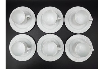 フランス　LIMOGES(リモージュ)　Philippe Deshoulieres(フィリップ デズリエ)　上質な白磁のコーヒーカップ&ソーサー6客セット　(R-085298)
