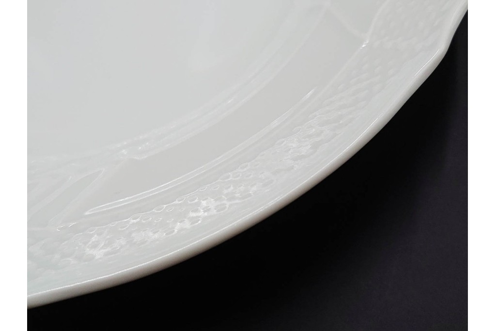 イタリア　Richard Ginori(リチャードジノリ)　ベッキオホワイト 約23cm　白磁のレリーフが上品なスーププレート6枚セット　(R-085299)