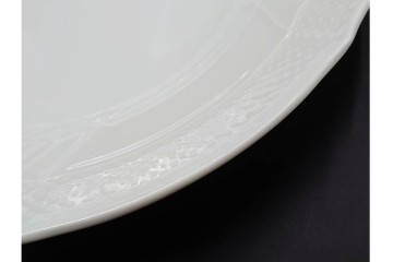 イタリア　Richard Ginori(リチャードジノリ)　ベッキオホワイト 約23cm　白磁のレリーフが上品なスーププレート6枚セット　(R-085299)