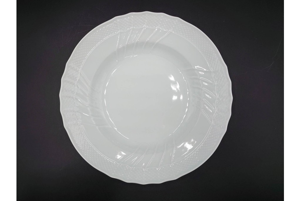 イタリア　Richard Ginori(リチャードジノリ)　ベッキオホワイト 約23cm　白磁のレリーフが上品なスーププレート6枚セット　(R-085299)