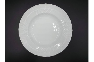 イタリア　Richard Ginori(リチャードジノリ)　ベッキオホワイト 約23cm　白磁のレリーフが上品なスーププレート6枚セット　(R-085299)