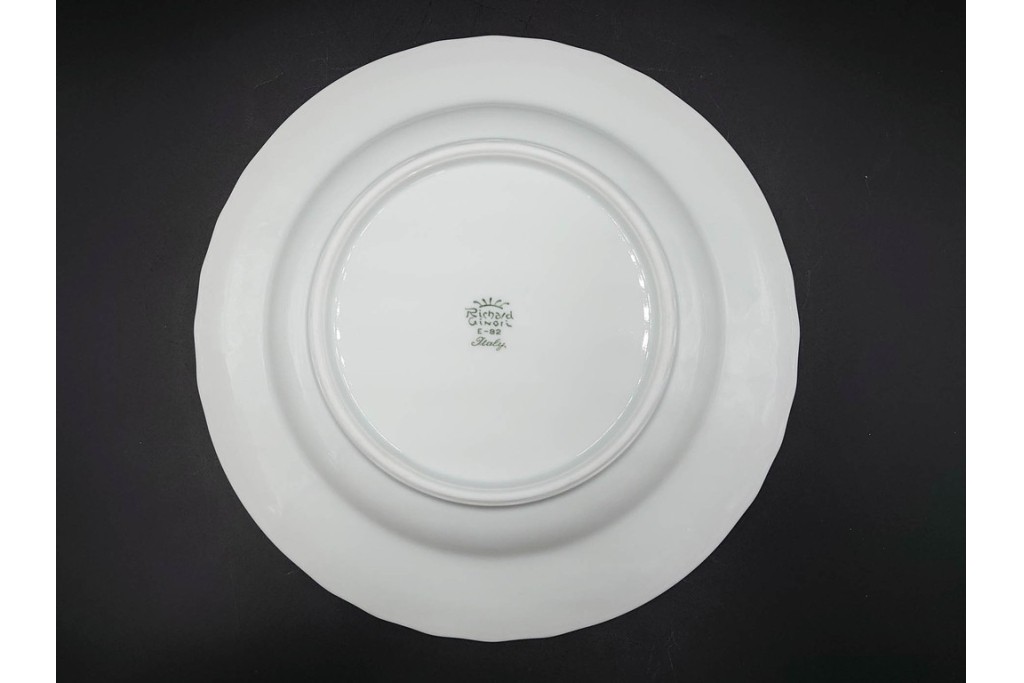 イタリア　Richard Ginori(リチャードジノリ)　ベッキオホワイト 約23cm　白磁のレリーフが上品なスーププレート6枚セット　(R-085299)
