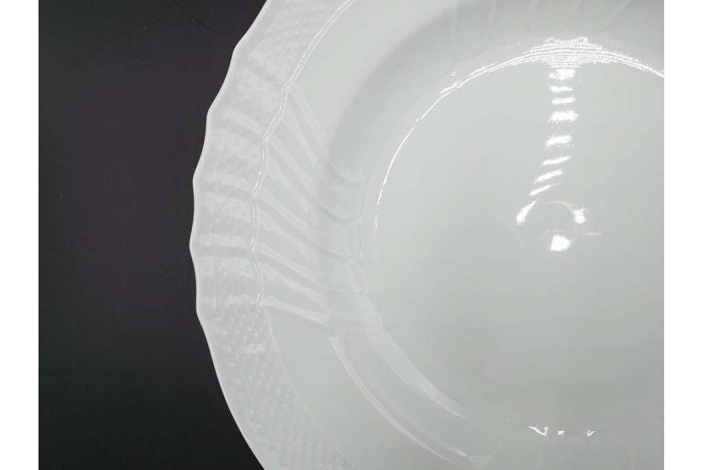 イタリア　Richard Ginori(リチャードジノリ)　ベッキオホワイト 約23cm　白磁のレリーフが上品なスーププレート6枚セット　(R-085299)