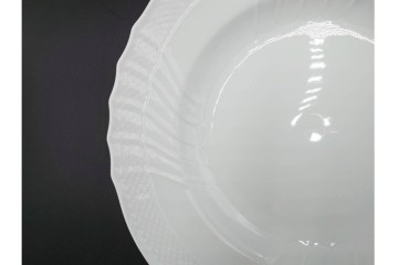 イタリア　Richard Ginori(リチャードジノリ)　ベッキオホワイト 約23cm　白磁のレリーフが上品なスーププレート6枚セット　(R-085299)