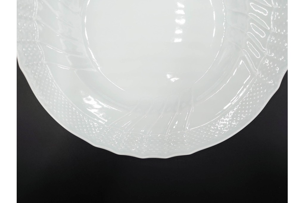 イタリア　Richard Ginori(リチャードジノリ)　ベッキオホワイト 約23cm　白磁のレリーフが上品なスーププレート6枚セット　(R-085299)