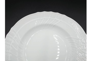 イタリア　Richard Ginori(リチャードジノリ)　ベッキオホワイト 約23cm　白磁のレリーフが上品なスーププレート6枚セット　(R-085299)