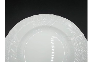 イタリア　Richard Ginori(リチャードジノリ)　ベッキオホワイト 約23cm　白磁のレリーフが上品なスーププレート6枚セット　(R-085299)