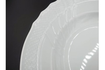 イタリア　Richard Ginori(リチャードジノリ)　ベッキオホワイト 約23cm　白磁のレリーフが上品なスーププレート6枚セット　(R-085299)