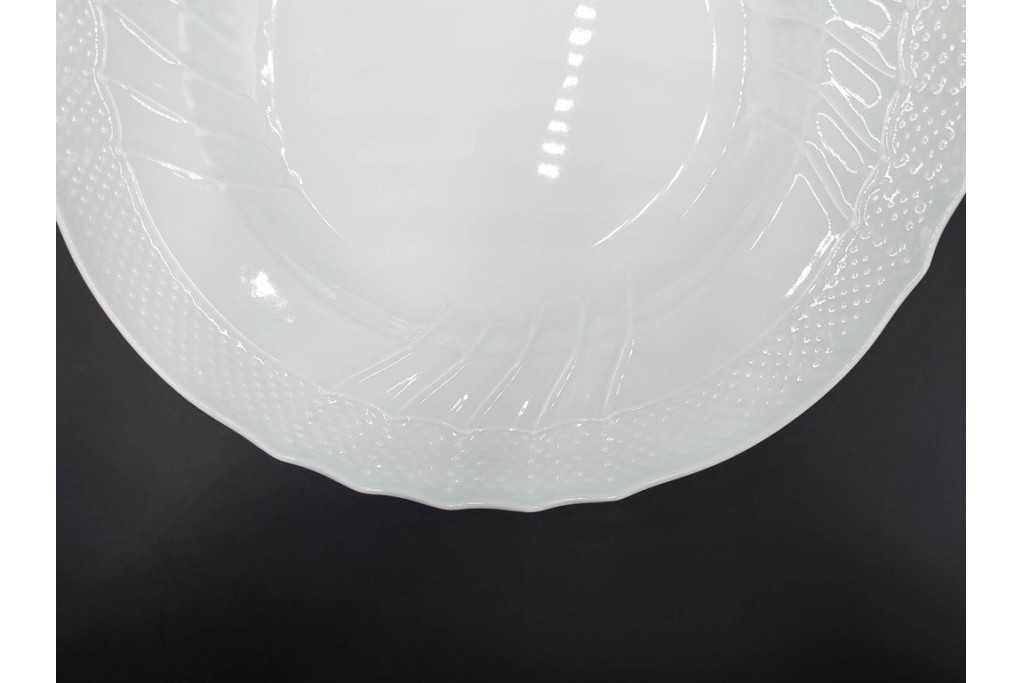 イタリア　Richard Ginori(リチャードジノリ)　ベッキオホワイト 約23cm　白磁のレリーフが上品なスーププレート6枚セット　(R-085299)