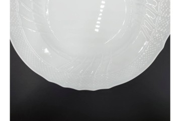 イタリア　Richard Ginori(リチャードジノリ)　ベッキオホワイト 約23cm　白磁のレリーフが上品なスーププレート6枚セット　(R-085299)