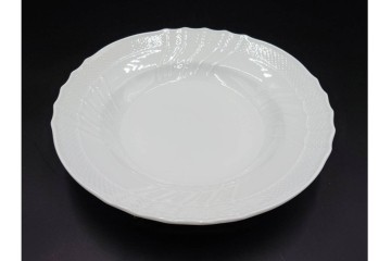 イタリア　Richard Ginori(リチャードジノリ)　ベッキオホワイト 約23cm　白磁のレリーフが上品なスーププレート6枚セット　(R-085299)