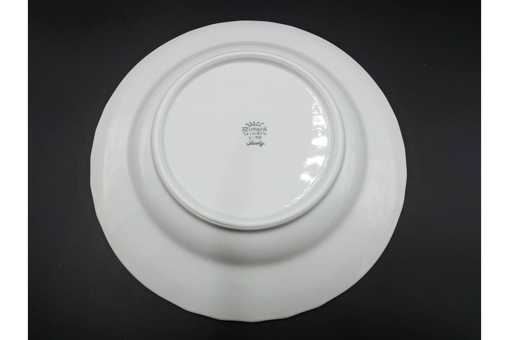 イタリア　Richard Ginori(リチャードジノリ)　ベッキオホワイト 約23cm　白磁のレリーフが上品なスーププレート6枚セット　(R-085299)