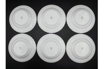 イタリア　Richard Ginori(リチャードジノリ)　ベッキオホワイト 約23cm　白磁のレリーフが上品なスーププレート6枚セット　(R-085299)