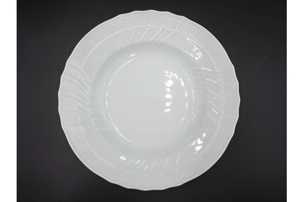 イタリア　Richard Ginori(リチャードジノリ)　ベッキオホワイト 約23cm　白磁のレリーフが上品なスーププレート6枚セット　(R-085299)