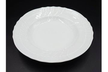 イタリア　Richard Ginori(リチャードジノリ)　ベッキオホワイト 約23cm　白磁のレリーフが上品なスーププレート6枚セット　(R-085299)