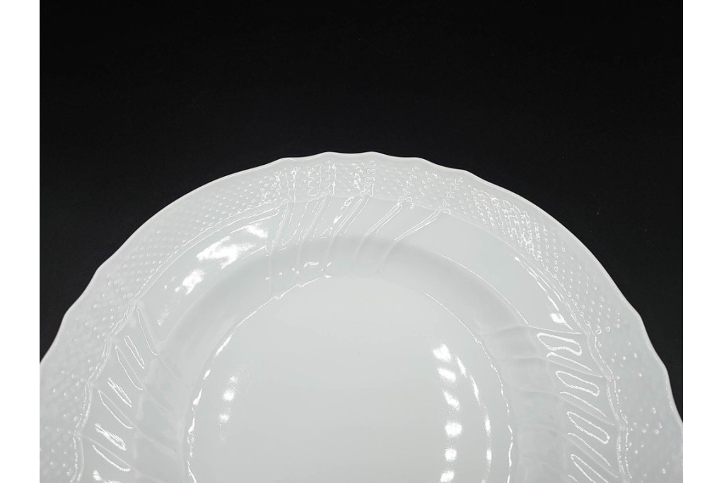 イタリア　Richard Ginori(リチャードジノリ)　ベッキオホワイト 約23cm　白磁のレリーフが上品なスーププレート6枚セット　(R-085299)