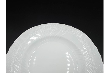 イタリア　Richard Ginori(リチャードジノリ)　ベッキオホワイト 約23cm　白磁のレリーフが上品なスーププレート6枚セット　(R-085299)