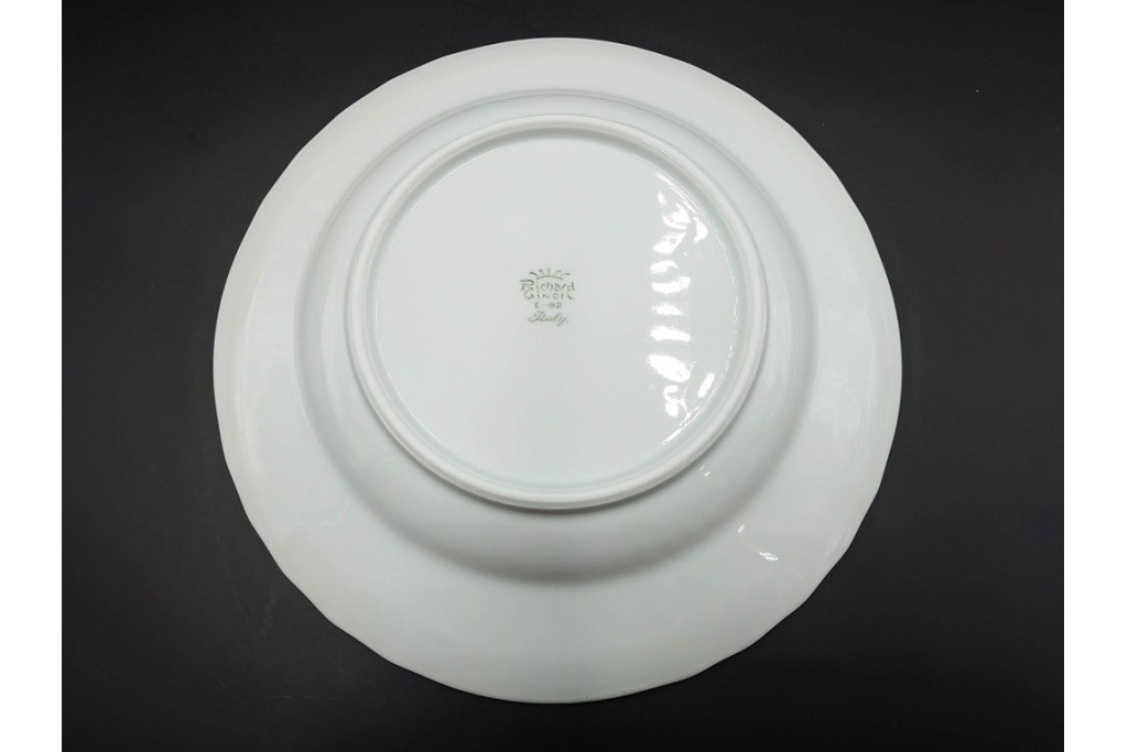 イタリア　Richard Ginori(リチャードジノリ)　ベッキオホワイト 約23cm　白磁のレリーフが上品なスーププレート6枚セット　(R-085299)