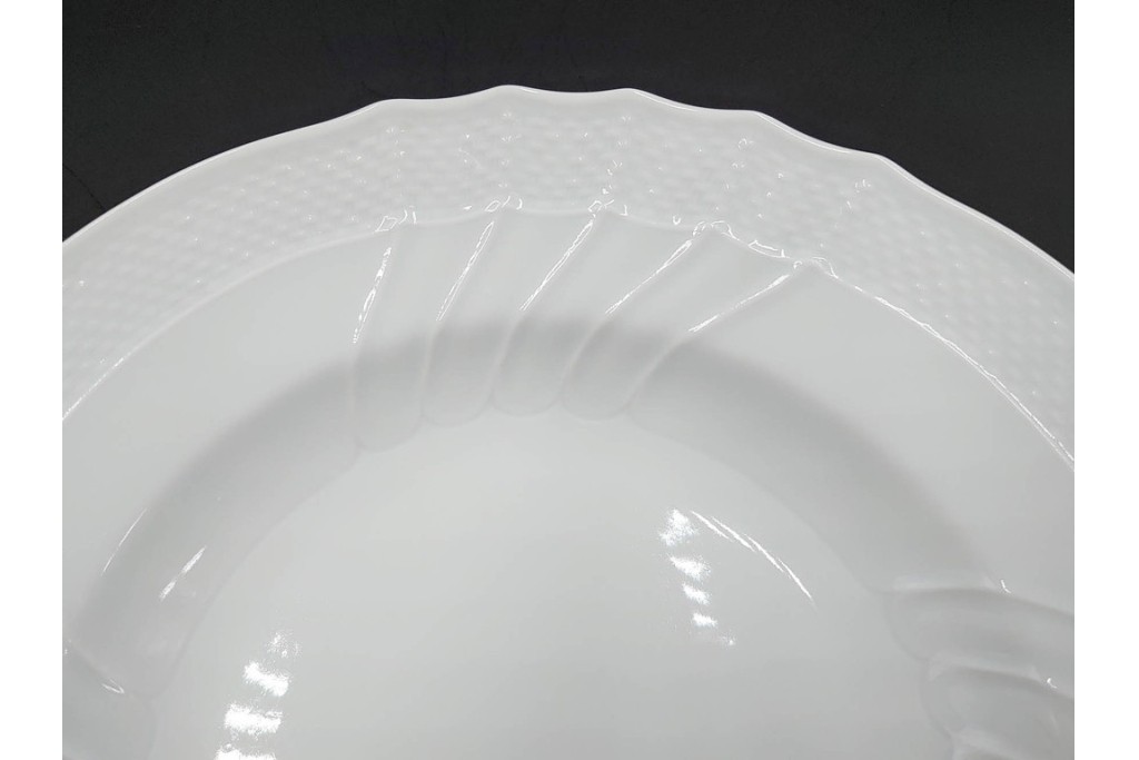 イタリア　Richard Ginori(リチャードジノリ)　ベッキオホワイト 約23cm　白磁のレリーフが上品なスーププレート6枚セット　(R-085299)