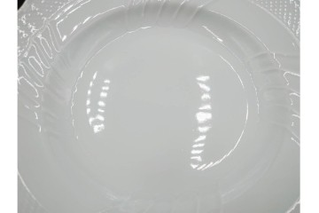 イタリア　Richard Ginori(リチャードジノリ)　ベッキオホワイト 約23cm　白磁のレリーフが上品なスーププレート6枚セット　(R-085299)