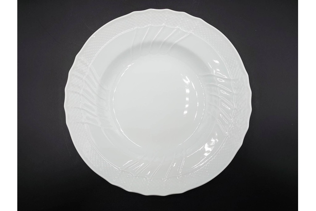 イタリア　Richard Ginori(リチャードジノリ)　ベッキオホワイト 約23cm　白磁のレリーフが上品なスーププレート6枚セット　(R-085299)