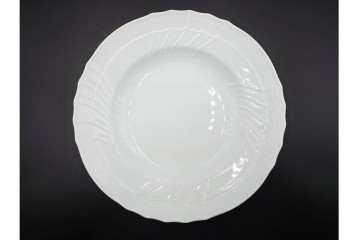 イタリア　Richard Ginori(リチャードジノリ)　ベッキオホワイト 約23cm　白磁のレリーフが上品なスーププレート6枚セット　(R-085299)
