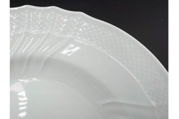 イタリア　Richard Ginori(リチャードジノリ)　ベッキオホワイト 約23cm　白磁のレリーフが上品なスーププレート6枚セット　(R-085299)