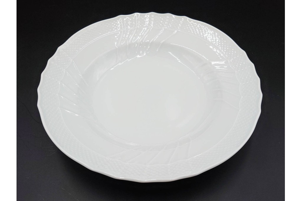 イタリア　Richard Ginori(リチャードジノリ)　ベッキオホワイト 約23cm　白磁のレリーフが上品なスーププレート6枚セット　(R-085299)