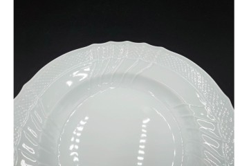 イタリア　Richard Ginori(リチャードジノリ)　ベッキオホワイト 約23cm　白磁のレリーフが上品なスーププレート6枚セット　(R-085299)