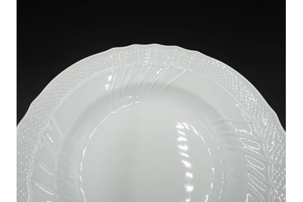 イタリア　Richard Ginori(リチャードジノリ)　ベッキオホワイト 約23cm　白磁のレリーフが上品なスーププレート6枚セット　(R-085299)