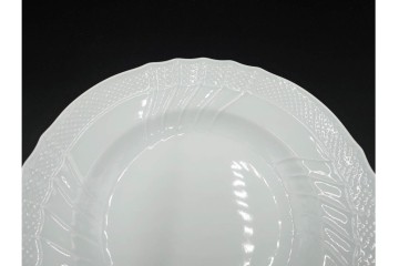 イタリア　Richard Ginori(リチャードジノリ)　ベッキオホワイト 約23cm　白磁のレリーフが上品なスーププレート6枚セット　(R-085299)