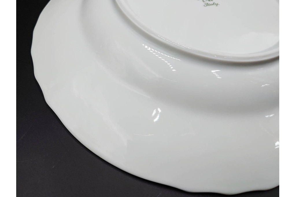 イタリア　Richard Ginori(リチャードジノリ)　ベッキオホワイト 約23cm　白磁のレリーフが上品なスーププレート6枚セット　(R-085299)