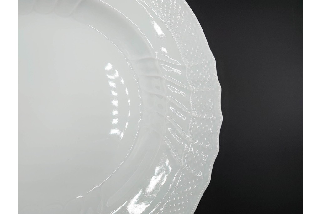 イタリア　Richard Ginori(リチャードジノリ)　ベッキオホワイト 約23cm　白磁のレリーフが上品なスーププレート6枚セット　(R-085299)