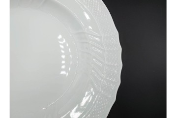 イタリア　Richard Ginori(リチャードジノリ)　ベッキオホワイト 約23cm　白磁のレリーフが上品なスーププレート6枚セット　(R-085299)