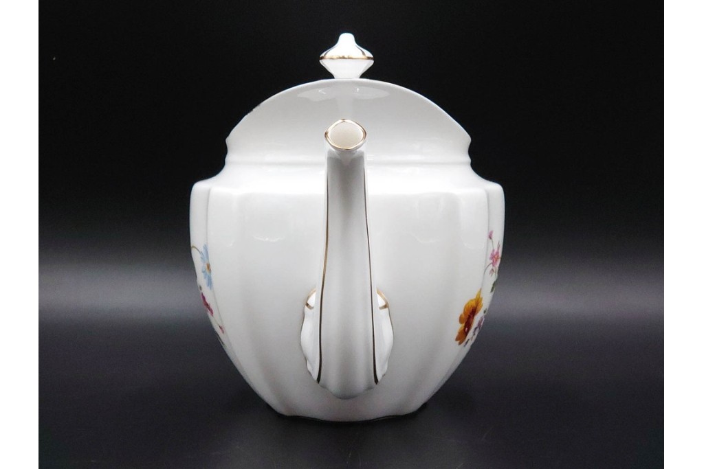 イギリス　ROYAL CROWN DERBY(ロイヤルクラウンダービー)　ポジー　花束文様が愛らしいティーポット・シュガーポット・クリーマーセット　(R-085301)