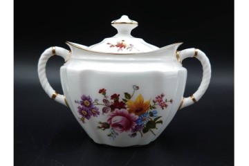 イギリス　ROYAL CROWN DERBY(ロイヤルクラウンダービー)　ポジー　花束文様が愛らしいティーポット・シュガーポット・クリーマーセット　(R-085301)