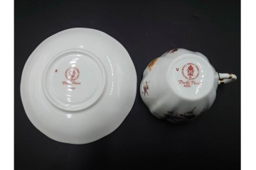 イギリス　ROYAL CROWN DERBY(ロイヤルクラウンダービー)　ポジー　花束文様が愛らしいトリオ2客セット　(R-085302)