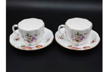 イギリス　ROYAL CROWN DERBY(ロイヤルクラウンダービー)　ポジー　花束文様が愛らしいトリオ5客セット　(R-085303)