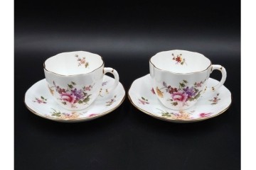 イギリス　ROYAL CROWN DERBY(ロイヤルクラウンダービー)　ポジー　花束文様が愛らしいトリオ5客セット　(R-085303)