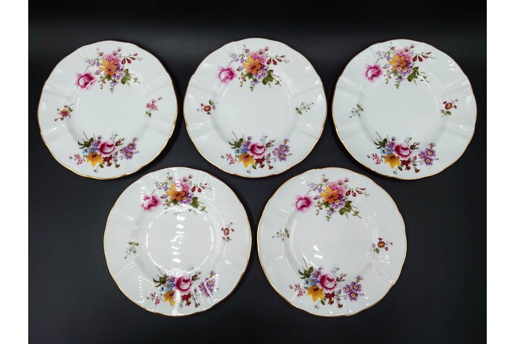 イギリス　ROYAL CROWN DERBY(ロイヤルクラウンダービー)　ポジー　花束文様が愛らしいトリオ5客セット　(R-085303)