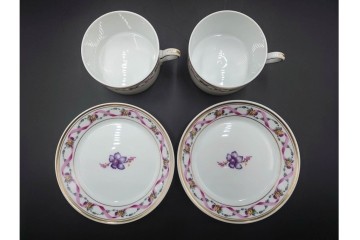 イタリア　Richard Ginori(リチャードジノリ)　インペロジュリエッタ　ピンクリボンと小花柄が可憐なトリオ3客セット　(R-085304)