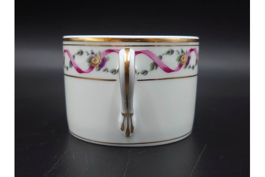 イタリア　Richard Ginori(リチャードジノリ)　インペロジュリエッタ　ピンクリボンと小花柄が可憐なトリオ4客セット　(R-085304)